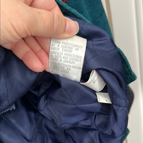 1980’s Vintage Colorblock Leather Suede Fireman Coat Hoodie Metal Clasps… - Picture 10 of 17